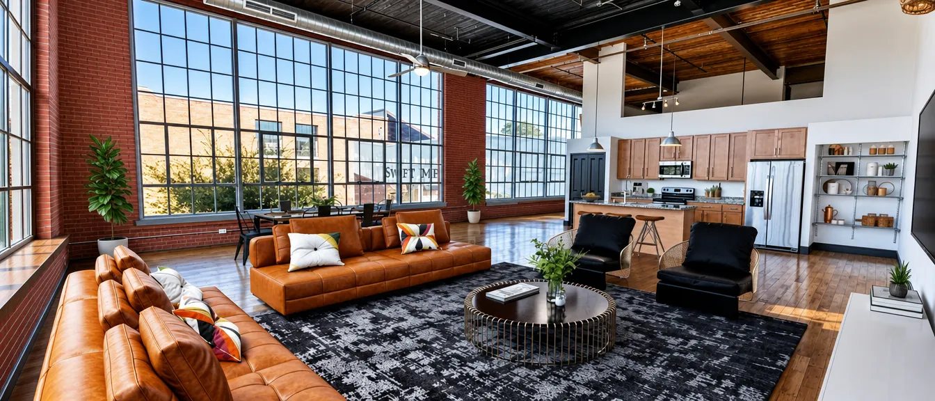 Modern loft apartment with open floor plan in Columbus, Georgia