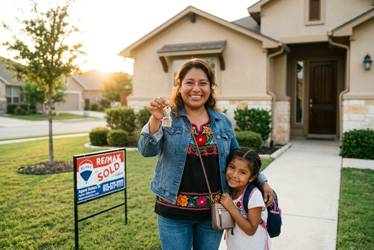 Family celebrating new home purchase