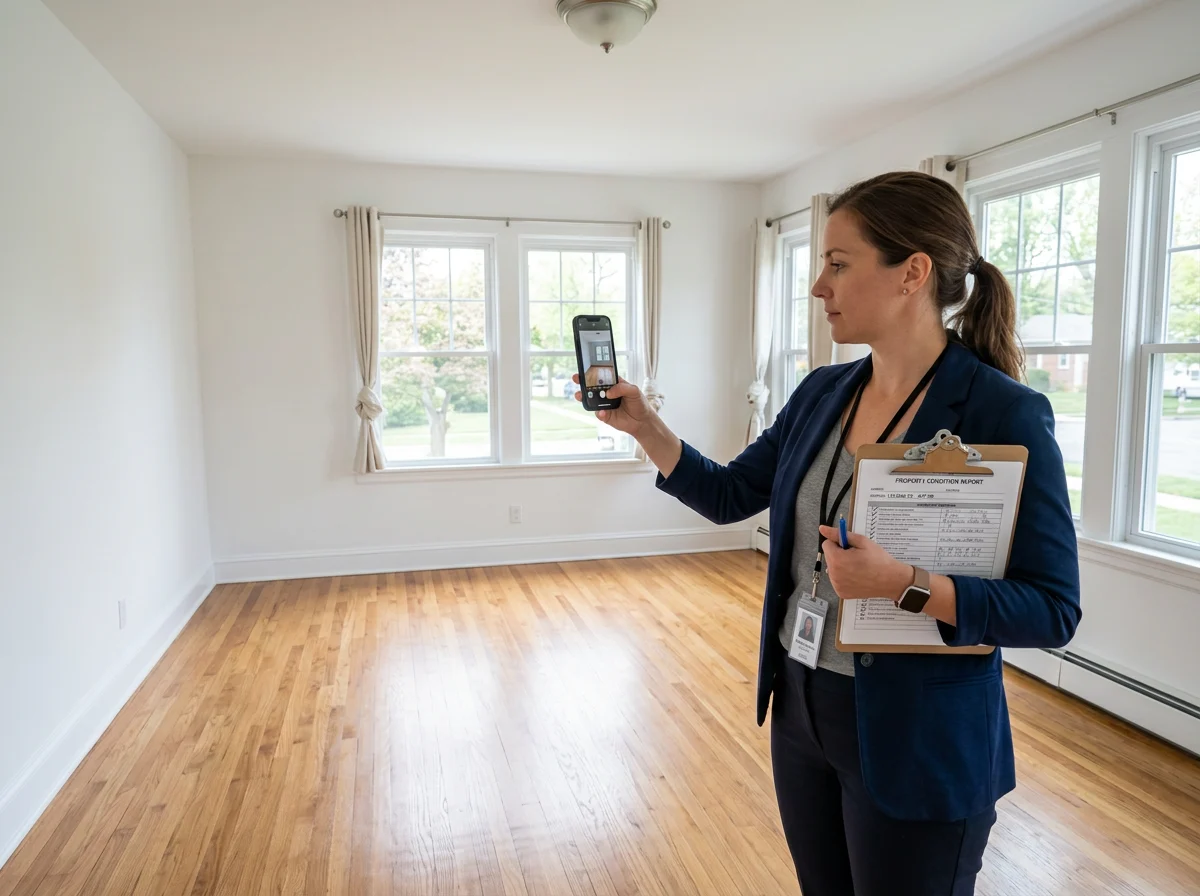 Photographing an empty room to document its move-in condition