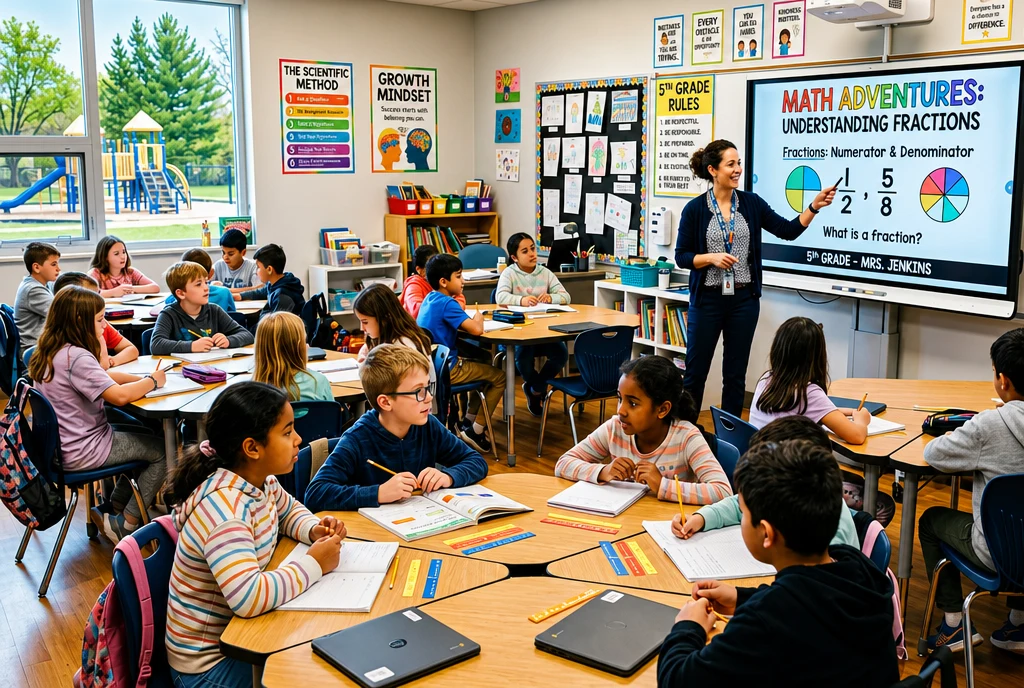 Students in a classroom with a teacher near Fort Benning
